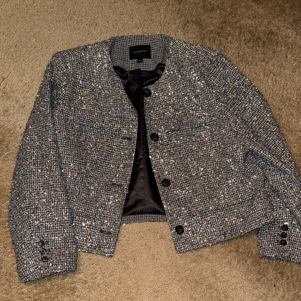 Banana Republic Women's Tweed Blazer - Black and Gray